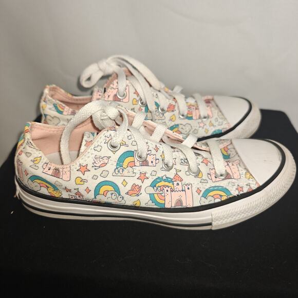 Converse Girls Kid Youth Size 2 All Star Rainbow Castle Rainbow Low Top 372944F - Picture 1 of 9